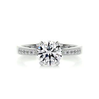 1.25ct Round Cut Channel Pave Moissanite Diamond Engagement Ring