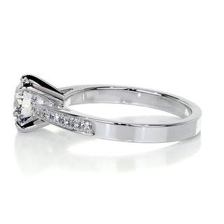 1.25ct Round Cut Channel Pave Moissanite Diamond Engagement Ring