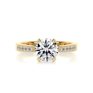 1.25ct Round Cut Channel Pave Moissanite Diamond Engagement Ring