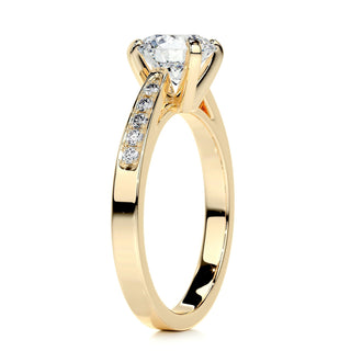 1.25ct Round Cut Channel Pave Moissanite Diamond Engagement Ring