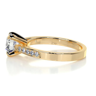 1.25ct Round Cut Channel Pave Moissanite Diamond Engagement Ring