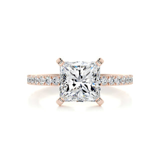 2.0ct Princess Cut Pave Moissanite Diamond Engagement Ring