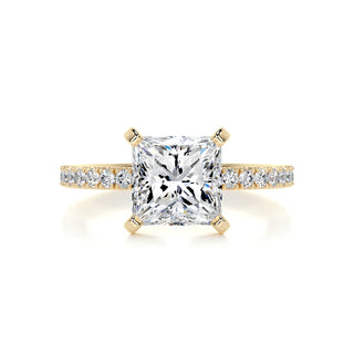2.0ct Princess Cut Pave Moissanite Diamond Engagement Ring