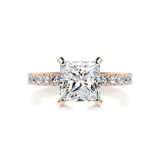 1.50ct Princess Cut Pave Diamond Moissanite Engagement Ring