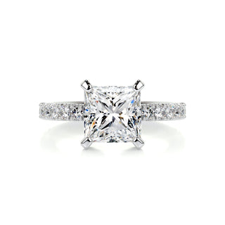 1.50ct Princess Cut Pave Diamond Moissanite Engagement Ring