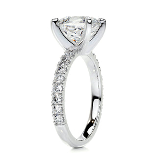 1.50ct Princess Cut Pave Diamond Moissanite Engagement Ring