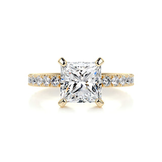 1.50ct Princess Cut Pave Diamond Moissanite Engagement Ring