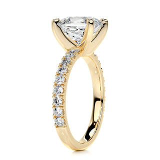 1.50ct Princess Cut Pave Diamond Moissanite Engagement Ring