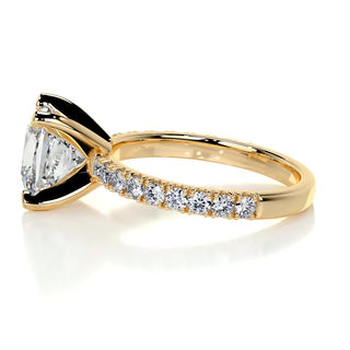 1.50ct Princess Cut Pave Diamond Moissanite Engagement Ring