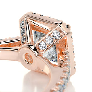 1.20ct Princess Cut Halo Cathedral Pave Moissanite Diamond Engagement Ring