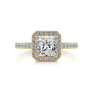 1.20ct Princess Cut Halo Cathedral Pave Moissanite Diamond Engagement Ring