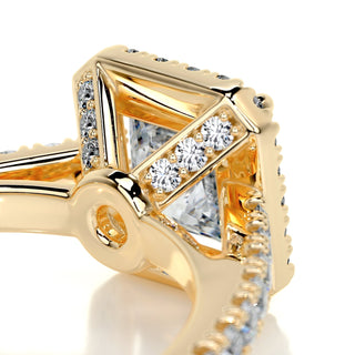 1.20ct Princess Cut Halo Cathedral Pave Moissanite Diamond Engagement Ring