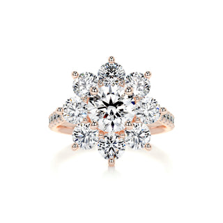 1.0 CT Round Cut Flower Cluster Halo Diamond Moissanite Engagement Ring