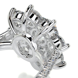1.0 CT Round Cut Flower Cluster Halo Diamond Moissanite Engagement Ring