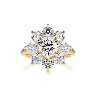 1.0 CT Round Cut Flower Cluster Halo Diamond Moissanite Engagement Ring
