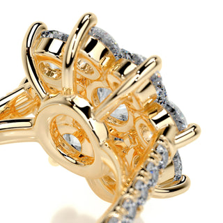 1.0 CT Round Cut Flower Cluster Halo Diamond Moissanite Engagement Ring