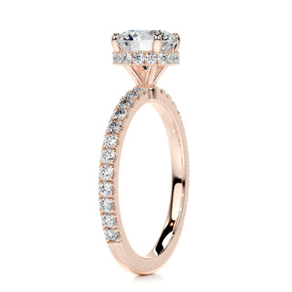1.0 CT Round Cut Hidden Halo Pave Moissanite Engagement Ring