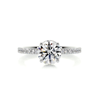 1.0 CT Round Cut Hidden Halo Pave Moissanite Engagement Ring