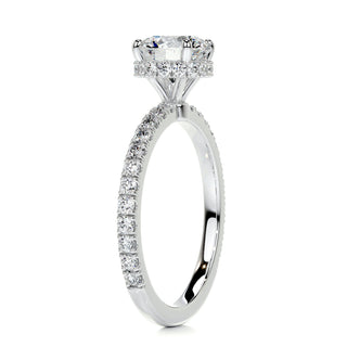 1.0 CT Round Cut Hidden Halo Pave Moissanite Engagement Ring