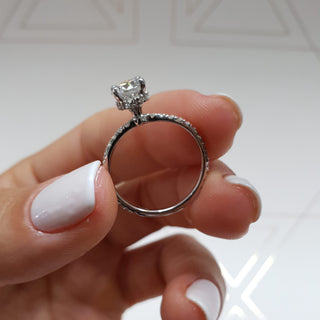 1.0 CT Round Cut Hidden Halo Pave Moissanite Engagement Ring