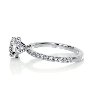 1.0 CT Round Cut Hidden Halo Pave Moissanite Engagement Ring