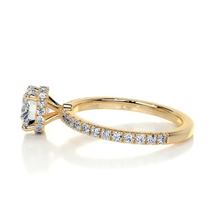 1.0 CT Round Cut Hidden Halo Pave Moissanite Engagement Ring