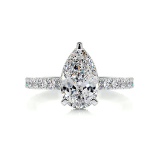 Shimmering 1.5ct pear hidden halo moissanite ring sparkle close up
