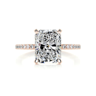 Refined 3.0ct radiant pave moissanite ring front view