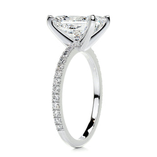 Refined 3.0ct radiant pave moissanite ring overhead view