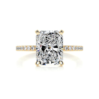 Brilliant 3.0ct radiant pave moissanite ring front view