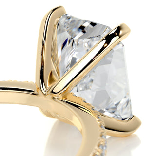 Brilliant 3.0ct radiant pave moissanite ring angled view showing its sparkle