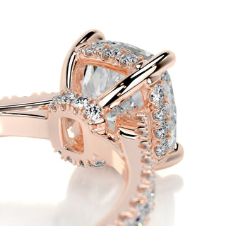 1.5ct Cushion Cut Hidden Halo Cathedral Pave Diamond Moissanite Engagement Ring