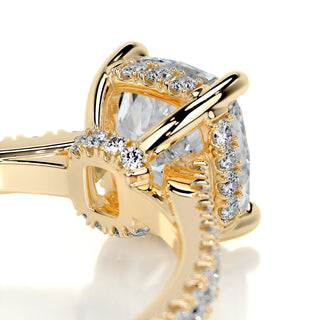 1.5ct Cushion Cut Hidden Halo Cathedral Pave Diamond Moissanite Engagement Ring