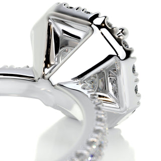 1.55ct Asscher Cut Halo Pave Diamond Moissanite  Engagement Ring