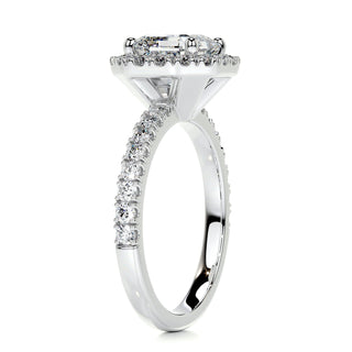 1.55ct Asscher Cut Halo Pave Diamond Moissanite  Engagement Ring