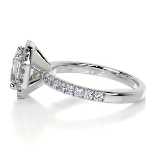 1.55ct Asscher Cut Halo Pave Diamond Moissanite  Engagement Ring