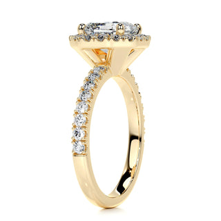 1.55ct Asscher Cut Halo Pave Diamond Moissanite  Engagement Ring
