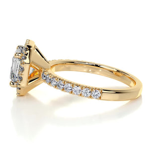 1.55ct Asscher Cut Halo Pave Diamond Moissanite  Engagement Ring