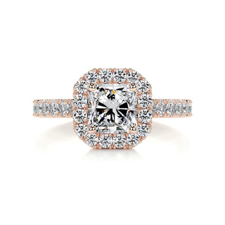 1.0 CT Radiant Cut Halo Pave Diamond Moissanite Engagement Ring