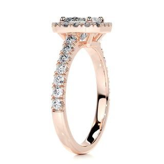 1.0 CT Radiant Cut Halo Pave Diamond Moissanite Engagement Ring