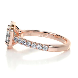1.0 CT Radiant Cut Halo Pave Diamond Moissanite Engagement Ring