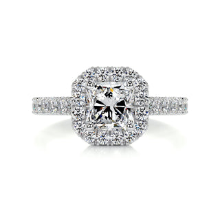 1.0 CT Radiant Cut Halo Pave Diamond Moissanite Engagement Ring