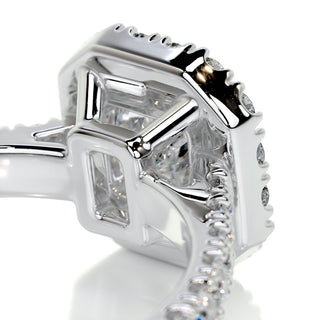 1.0 CT Radiant Cut Halo Pave Diamond Moissanite Engagement Ring
