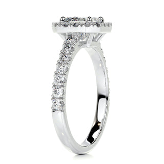1.0 CT Radiant Cut Halo Pave Diamond Moissanite Engagement Ring