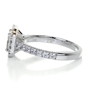 1.0 CT Radiant Cut Halo Pave Diamond Moissanite Engagement Ring