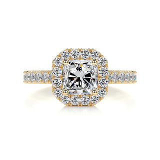 1.0 CT Radiant Cut Halo Pave Diamond Moissanite Engagement Ring