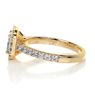 1.0 CT Radiant Cut Halo Pave Diamond Moissanite Engagement Ring