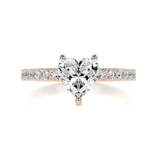 1.0ct Heart Cut Pave Diamond Moissanite Engagement Ring