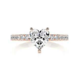 1.0 CT Heart Cut Pave Cathedral Moissanite Engagement Ring