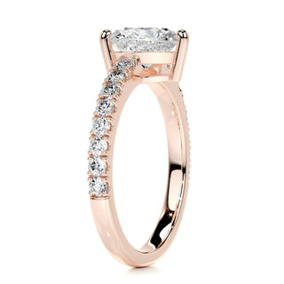 1.0ct Heart Cut Pave Diamond Moissanite Engagement Ring